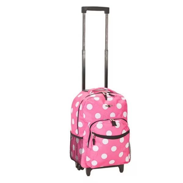 Rockland R01-PINK DOT 17 in. Rolling Backpack Rockland, Rockland, Mfr#: R01-PINK DOT
